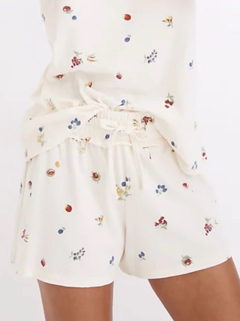 Madewell fresca fruit graphic soft Cream Cotton Lounge Shorts in XS EUC